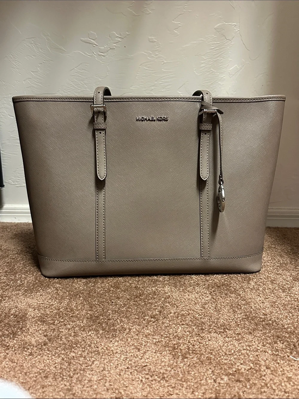 Michael Kors Taupe Saffiano Leather Laptop Tote